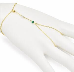 NEW BZK women's semi precious hand chain bracelet in gold